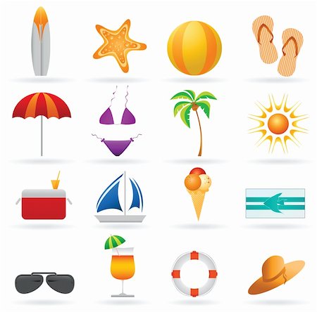 Summer and travel icon set Stock Photo - Budget Royalty-Free & Subscription, Code: 400-04343463