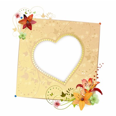simsearch:400-06170897,k - Frame background with heart shape and flowers isolated on white Photographie de stock - Aubaine LD & Abonnement, Code: 400-04343525