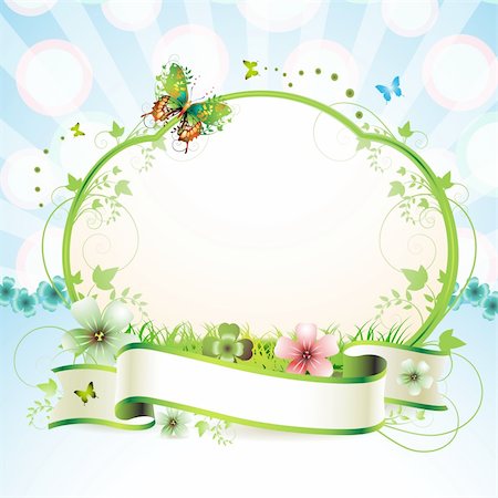 simsearch:400-06170897,k - Bannière avec des fleurs et des papillons Photographie de stock - Aubaine LD & Abonnement, Code: 400-04343523