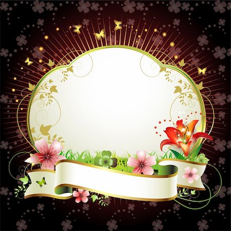 Banner with flowers and butterflies Stock Photo - Budget Royalty-Free & Subscription, Code: 400-04343534
