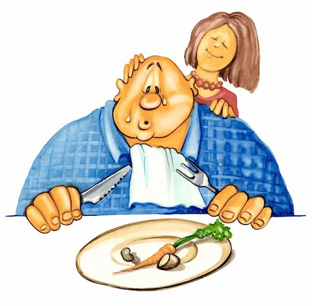 sad fat man - illustration of sad overweight guy on diet Stock Photo - Budget Royalty-Free & Subscription, Code: 400-04343731