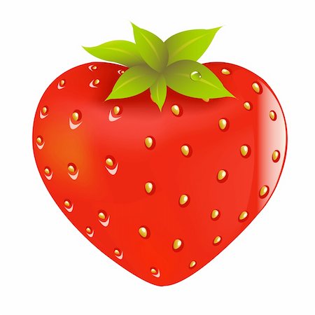 simsearch:400-03920561,k - Fresh Strawberry In Form Of Heart, Vector Illustration Photographie de stock - Aubaine LD & Abonnement, Code: 400-04343741