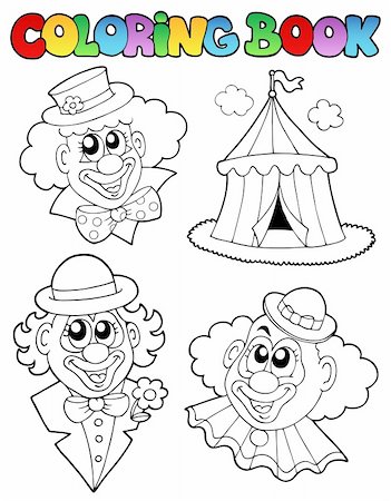 simsearch:400-04322840,k - Coloring book with clown images - vector illustration. Foto de stock - Super Valor sin royalties y Suscripción, Código: 400-04343830