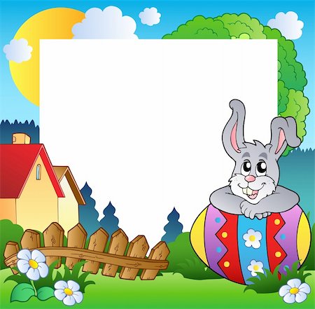 simsearch:400-07306161,k - Easter frame with egg and bunny - vector illustration. Foto de stock - Super Valor sin royalties y Suscripción, Código: 400-04343844