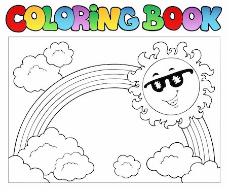 simsearch:400-05377347,k - Coloring book with Sun and rainbow - vector illustration. Photographie de stock - Aubaine LD & Abonnement, Code: 400-04343840