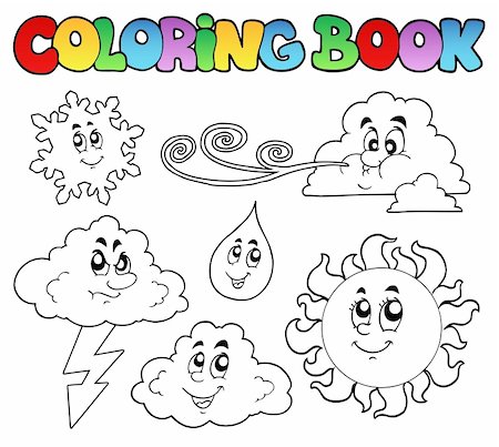 Coloring book with weather images - vector illustration. Stock Photo - Budget Royalty-Free & Subscription, Code: 400-04343841