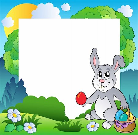 simsearch:400-04240953,k - Easter frame with bunny and eggs - vector illustration. Foto de stock - Super Valor sin royalties y Suscripción, Código: 400-04343843