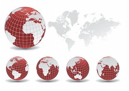Earth globes with world map, vector illustration Stock Photo - Budget Royalty-Free & Subscription, Code: 400-04343918