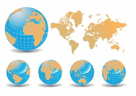 simsearch:400-06686064,k - Earth globes with world map, vector illustration Stock Photo - Budget Royalty-Free & Subscription, Code: 400-04343921