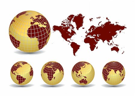 simsearch:400-06686064,k - Earth globes with world map, vector illustration Stock Photo - Budget Royalty-Free & Subscription, Code: 400-04343949