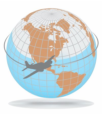 Airplane route around the world(part of full set), vector illustration Stock Photo - Budget Royalty-Free & Subscription, Code: 400-04343943