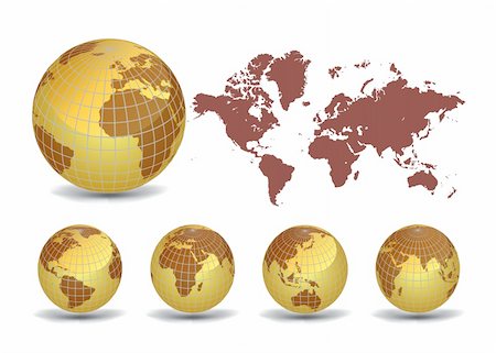 simsearch:400-06686064,k - Earth globes with world map, vector illustration Stock Photo - Budget Royalty-Free & Subscription, Code: 400-04343950