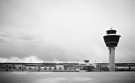 black and white airport tower in munich germany Stock Photo - Budget Royalty-Free & Subscription, Code: 400-04354197