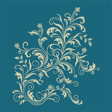 simsearch:400-04273711,k - Floral ornament on turquoise background. This image is a vector illustration. Stockbilder - Microstock & Abonnement, Bildnummer: 400-04354238