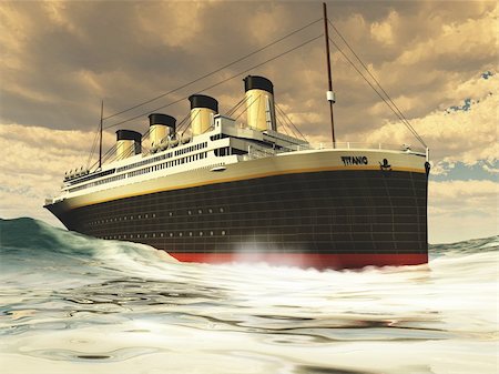 simsearch:400-06067620,k - The grand and elegant Titanic glides through the ocean with ease. Stock Photo - Budget Royalty-Free & Subscription, Code: 400-04354265