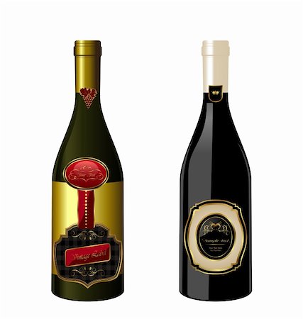 simsearch:400-08011361,k - Illustration of set wine bottle with label isolated on white background - vector Foto de stock - Super Valor sin royalties y Suscripción, Código: 400-04354410