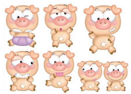 funny pictures of pigs - Cute cartoon design elements set - Pig Stock Photo - Budget Royalty-Free & Subscription, Code: 400-04354465