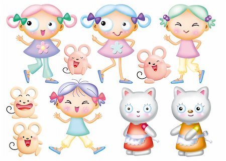 simsearch:400-04354487,k - Cute cartoon design elements set -girl Stock Photo - Budget Royalty-Free & Subscription, Code: 400-04354462