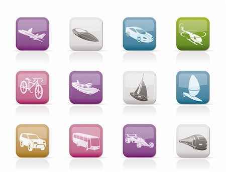 simsearch:400-04220640,k - different kind of transportation and travel icons - vector icon set Foto de stock - Royalty-Free Super Valor e Assinatura, Número: 400-04354619