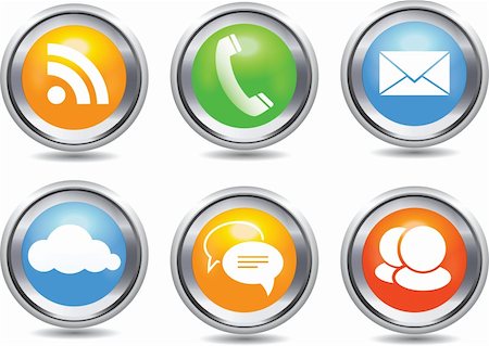 simsearch:400-04106245,k - Vector set of metallic stylish modern communication icons for web and print usage Stock Photo - Budget Royalty-Free & Subscription, Code: 400-04354738
