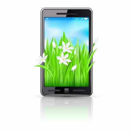 Mobile phone. Spring design. Illustration on white background Stock Photo - Budget Royalty-Free & Subscription, Code: 400-04354935