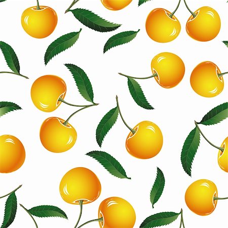 Seamless yellow cherry background. Vector illustration. Element for design. Stock Photo - Budget Royalty-Free & Subscription, Code: 400-04355120