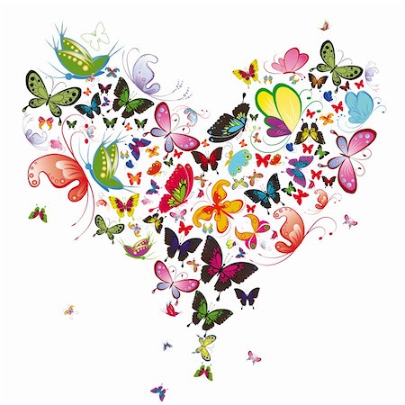 Butterfly heart, valentine vector illustration. Element for design Stock Photo - Budget Royalty-Free & Subscription, Code: 400-04355122