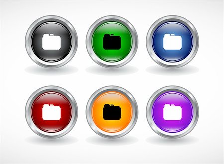 red and blue folder icon - Color metal buttons for web. Vector illustration. Stock Photo - Budget Royalty-Free & Subscription, Code: 400-04355138