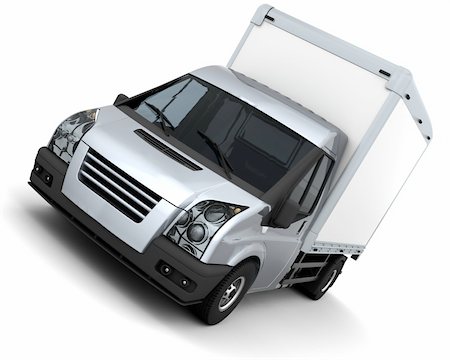 simsearch:400-07266163,k - 3D Render of a flat bed van Stock Photo - Budget Royalty-Free & Subscription, Code: 400-04355253