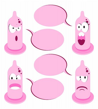 4 funny cartoon condom talking bubble speech Stock Photo - Budget Royalty-Free & Subscription, Code: 400-04355348