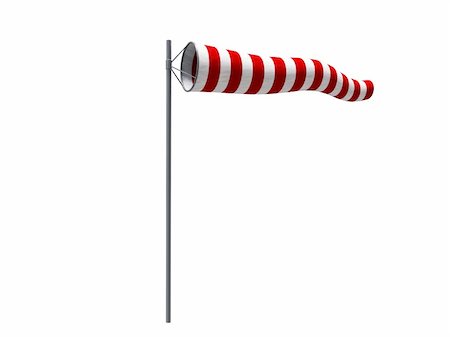 windstock with red and white stipes isolated on white background Fotografie stock - Microstock e Abbonamento, Codice: 400-04355388