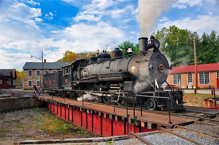 Steam engine on a turntable Stock Photo - Budget Royalty-Free & Subscription, Code: 400-04355471