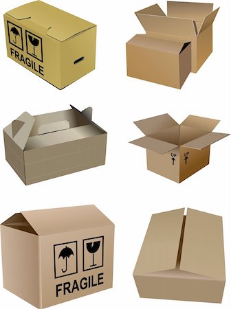 simsearch:400-06093764,k - Set of carton boxes isolated over a white background Photographie de stock - Aubaine LD & Abonnement, Code: 400-04355605