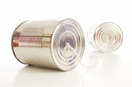 isolated tin or can telephone showing communication Stock Photo - Budget Royalty-Free & Subscription, Code: 400-04355735