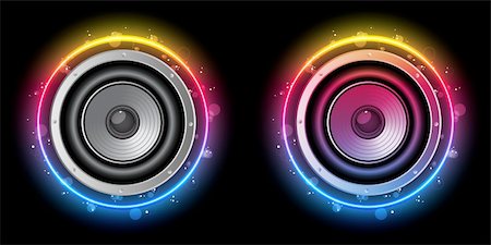 simsearch:400-08530618,k - Vector - Disco Speaker with Neon Rainbow Circle Foto de stock - Royalty-Free Super Valor e Assinatura, Número: 400-04355906