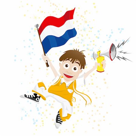 simsearch:400-04355909,k - Vector - Dutch Sport Fan with Flag and Horn Foto de stock - Royalty-Free Super Valor e Assinatura, Número: 400-04355907