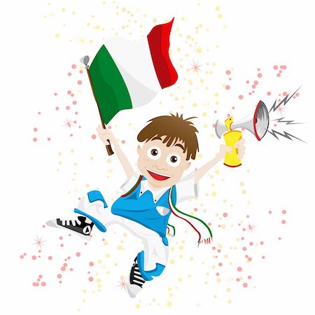 simsearch:400-05219216,k - Vector - Italy Sport Fan with Flag and Horn Foto de stock - Super Valor sin royalties y Suscripción, Código: 400-04355908