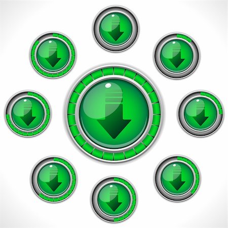 simsearch:400-08981162,k - Vector - Download Shiny Green Button with Bars Photographie de stock - Aubaine LD & Abonnement, Code: 400-04355901