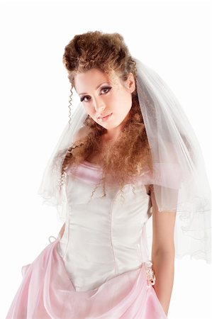 simsearch:400-06694116,k - Beautiful woman dressed as a bride over white background Photographie de stock - Aubaine LD & Abonnement, Code: 400-04355961