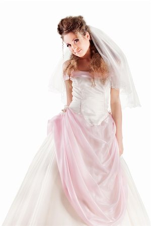 simsearch:400-06694116,k - Beautiful woman dressed as a bride over white background Photographie de stock - Aubaine LD & Abonnement, Code: 400-04355962