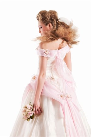 Beautiful woman dressed as a bride over white background Stockbilder - Microstock & Abonnement, Bildnummer: 400-04355976