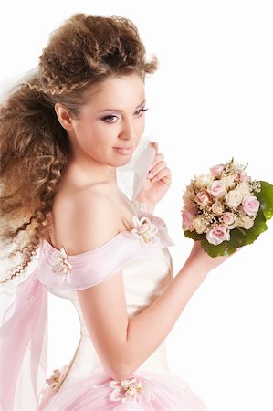 simsearch:400-06694116,k - Beautiful woman dressed as a bride over white background Photographie de stock - Aubaine LD & Abonnement, Code: 400-04355977