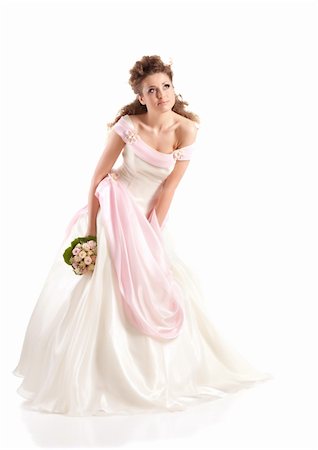 simsearch:400-06694116,k - Beautiful woman dressed as a bride over white background Photographie de stock - Aubaine LD & Abonnement, Code: 400-04355978