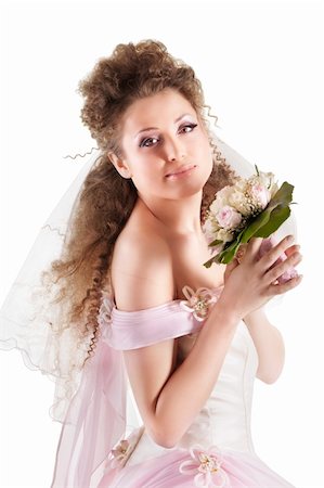 simsearch:400-06694116,k - Beautiful woman dressed as a bride over white background Photographie de stock - Aubaine LD & Abonnement, Code: 400-04355970