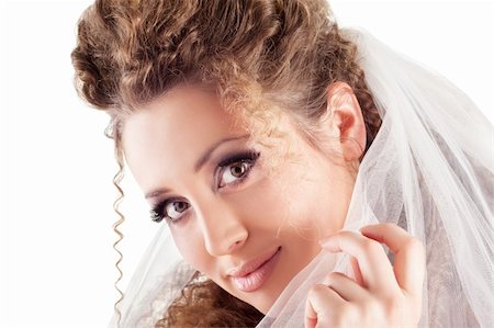 simsearch:400-05201906,k - Beautiful woman dressed as a bride over white background Stockbilder - Microstock & Abonnement, Bildnummer: 400-04355971