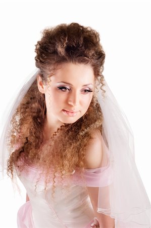 simsearch:400-06694116,k - Beautiful woman dressed as a bride over white background Photographie de stock - Aubaine LD & Abonnement, Code: 400-04355972
