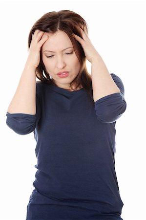 Woman with headache holding her hand to the head. Stock Photo - Budget Royalty-Free & Subscription, Code: 400-04356015