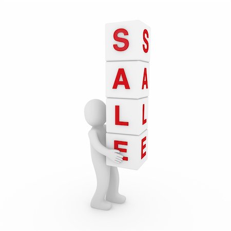 simsearch:400-04372997,k - 3d sale human red cube white business discount Fotografie stock - Microstock e Abbonamento, Codice: 400-04356034
