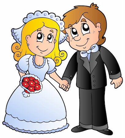 Cute wedding couple - vector illustration. Stock Photo - Budget Royalty-Free & Subscription, Code: 400-04356344