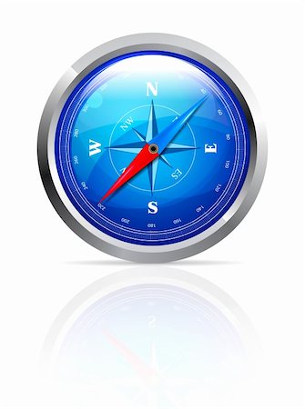 Glossy Compass with wind rose. Vector Illustration on white background Stock Photo - Budget Royalty-Free & Subscription, Code: 400-04356357